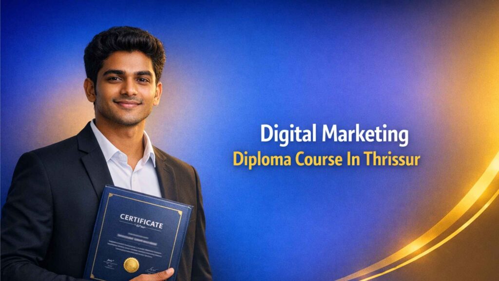 Young South Indian student confidently holding a diploma certificate folder — Digital Marketing Diploma Course In Thrissur.